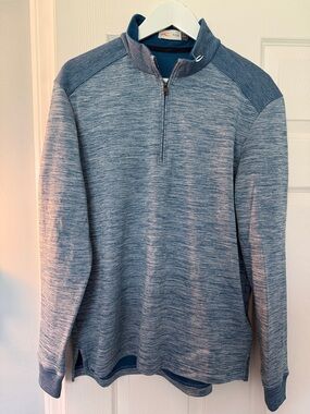Men's Blue Heather Quarter-Zip Performance Sweater